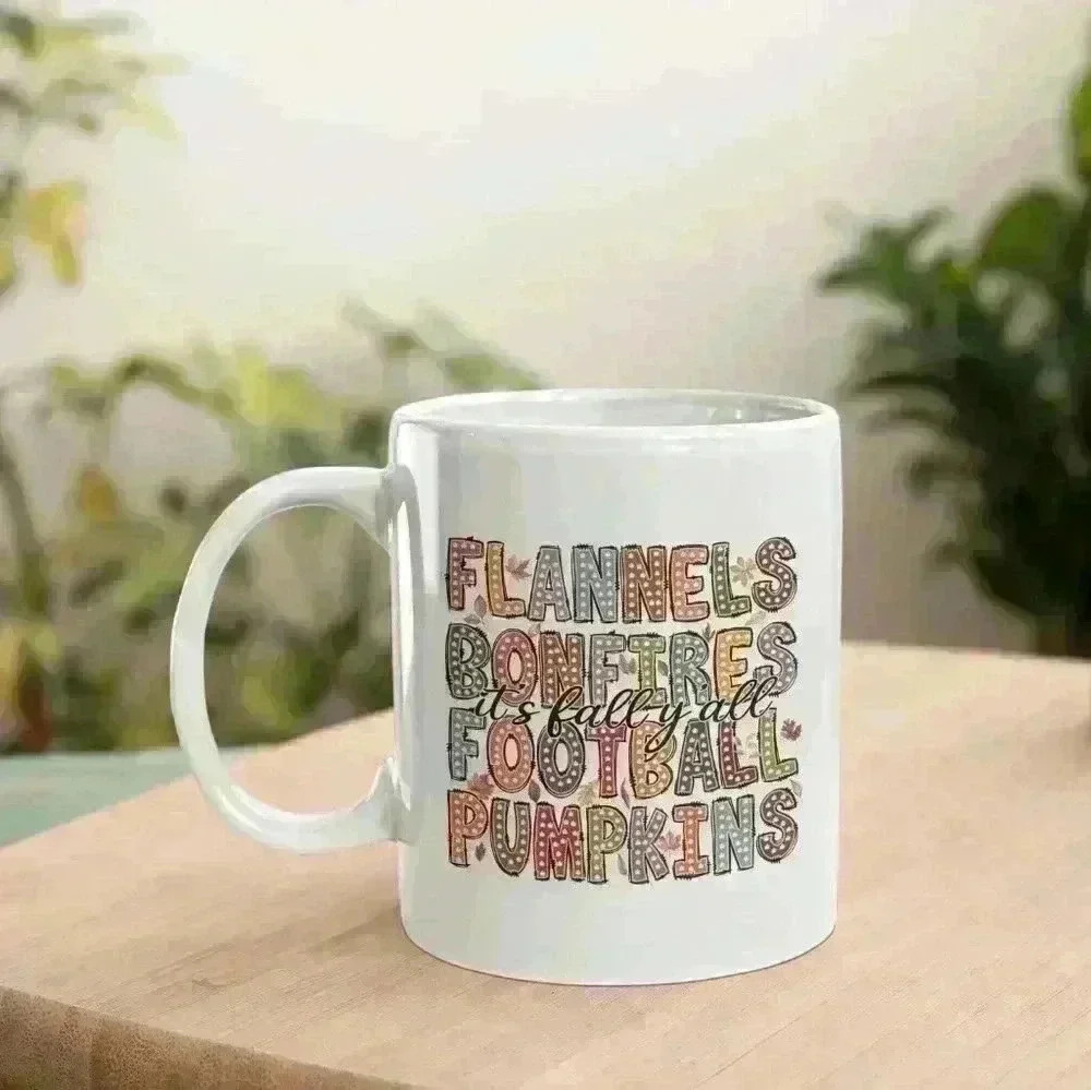 Fannel and bonfires mug 11oz with Bamboo Lids and Stainless Steel spoon - Picture 2 of 5